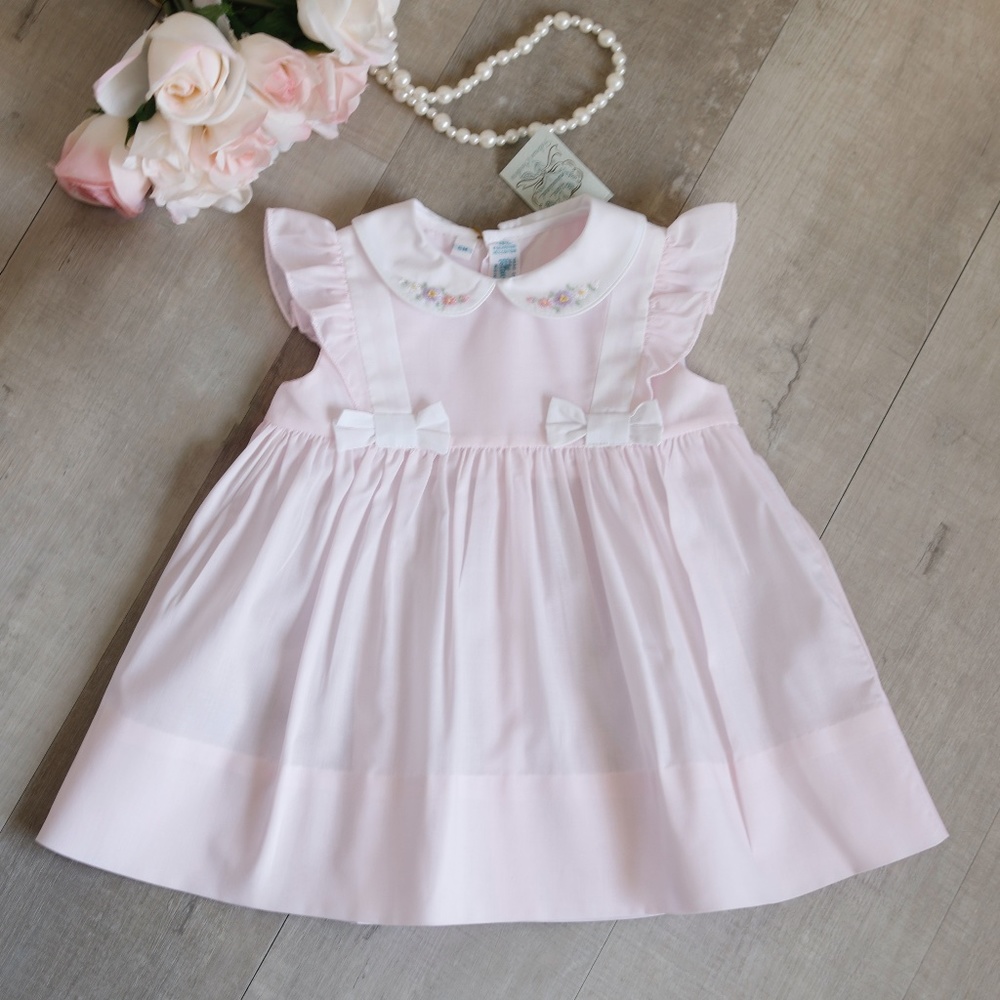 Pink Dress Feltman Brothers Floral Embroidery NWT